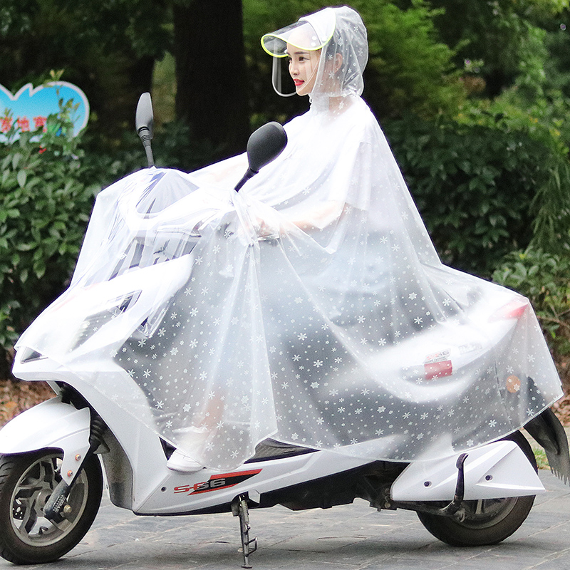 电动车摩托电瓶车雨衣单人女成人雨披防水全身夏季骑行男透明雨批-图3