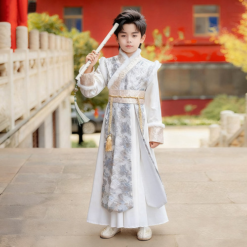 2025新款男童汉服秋冬加绒加厚小男孩唐装古装中国风小少爷飞鱼服 - 图3