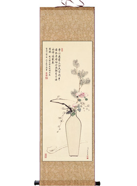 仿古卷轴历代名家挂画装饰丝绸