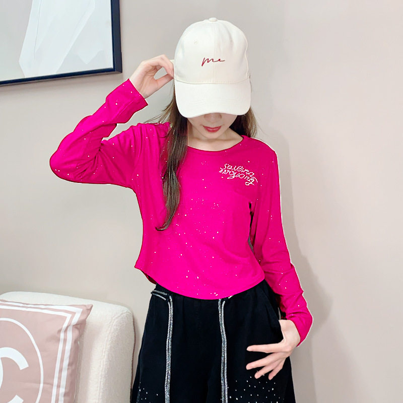 纤伽[有加绒和不加绒]秋冬新款莫代尔螺纹棉上衣闪星时尚百搭长袖