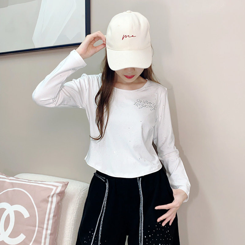 纤伽[有加绒和不加绒]秋冬新款莫代尔螺纹棉上衣闪星时尚百搭长袖