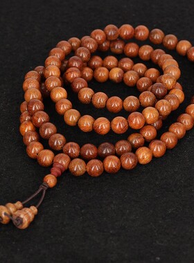厂家批发缅甸花梨加弟子珠小葫芦手链108颗念珠佛珠草花梨手饰