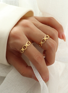 法式ins风骨节镂空戒指百搭尾戒开口可调节指环