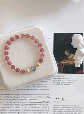 【少女的心】天然水晶手链女设计感月光石小众手饰草莓晶情侣手串