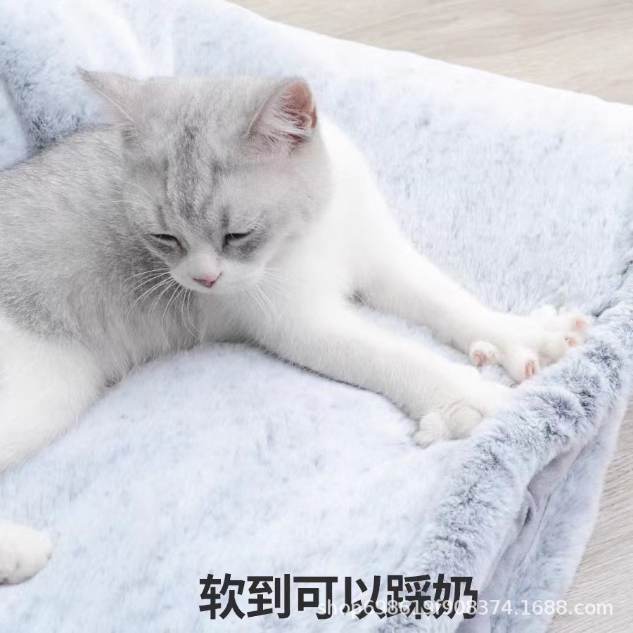 宠物猫窝冬季保暖封闭式加厚睡袋猫咪睡觉窝宠物床垫狗窝毛绒 - 图1