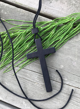 十字架毛衣链吊坠紫光檀乌木男女