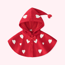 Girls cloak 2023 spring autumn new baby thickened with warm cloak to go out by wind-wind baby kampa shoulder