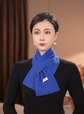 2026秋冬新款百搭针织羊毛保暖围脖短款交叉围巾男女通用护颈围脖
