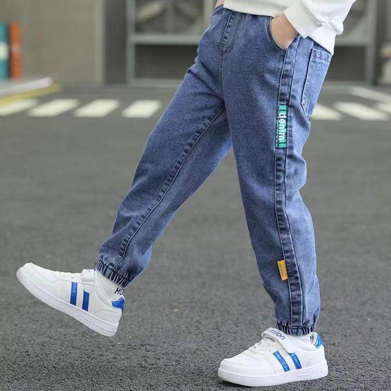 男童牛仔裤2024新款春秋时髦韩版帅气休闲儿童束脚中大童宽松长裤,淘宝优惠券,粉丝福利购,淘宝优惠卷