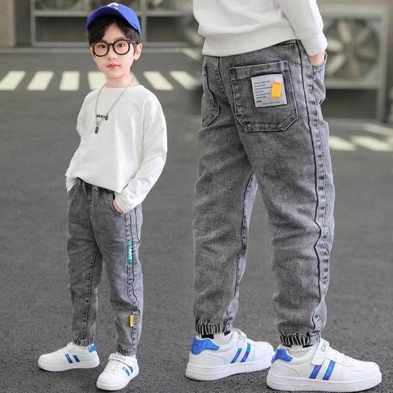 男童牛仔裤2024新款春秋时髦韩版帅气休闲儿童束脚中大童宽松长裤,淘宝优惠券,粉丝福利购,淘宝优惠卷