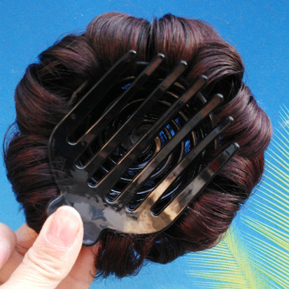 新款真人发髻发包九朵花假发圈女生盘发新娘丸子头抓爪夹式花苞头 - 图3