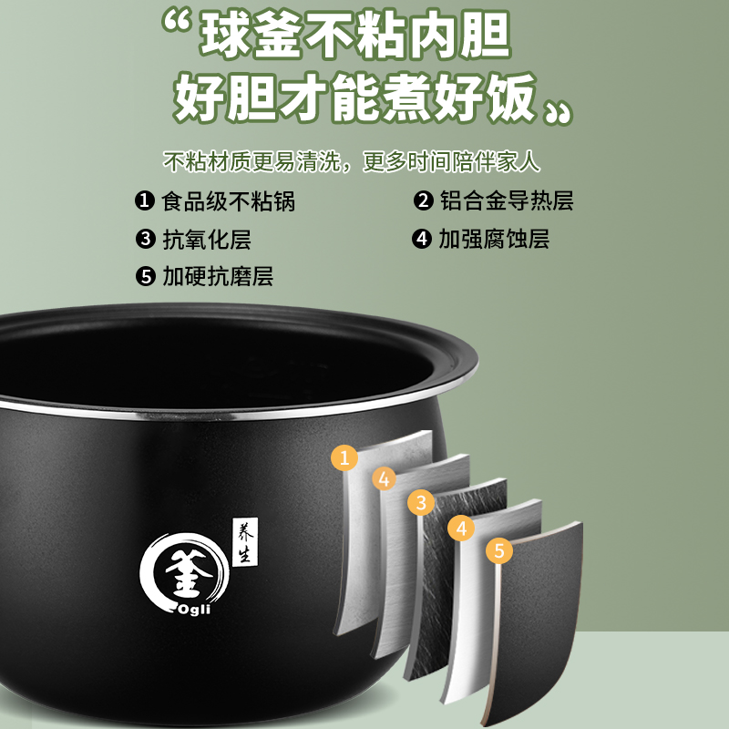 半球正品电饭煲小型2L1-3人黑球釜胆多功能4学生宿舍可用饭锅蒸煮 - 图0