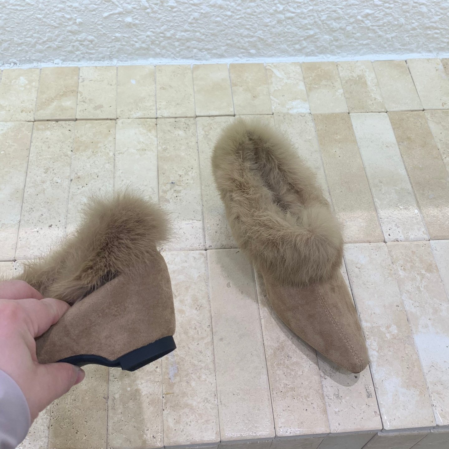 内增高6CM加绒尖头毛毛鞋勃肯棉鞋2025秋冬高跟兔毛保暖深口单鞋,淘宝优惠券,粉丝福利购,淘宝优惠卷