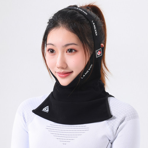 冬季保暖滑雪护脸罩美利奴羊毛蚕丝头套女V脸防风透气防寒围脖套 - 图2