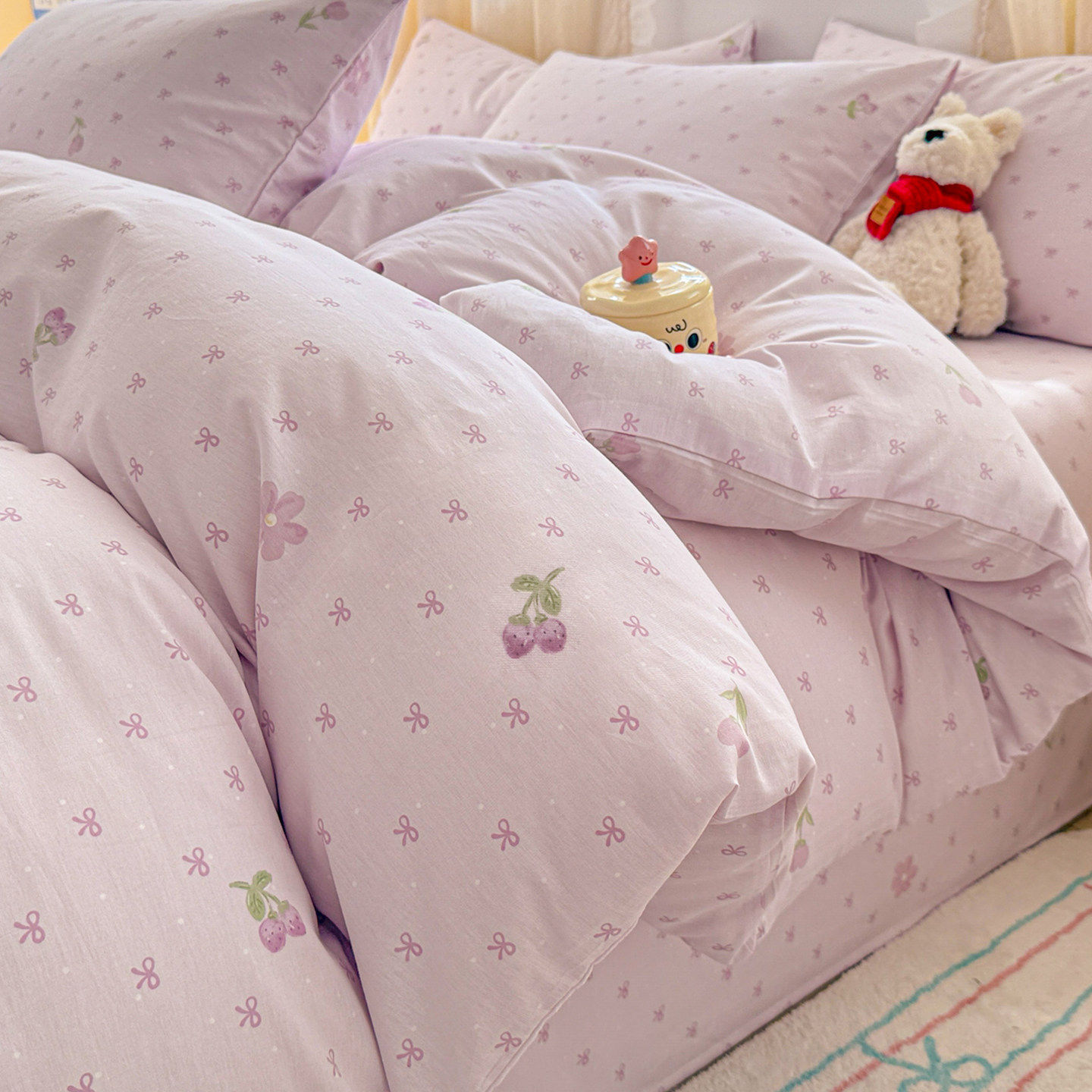 小清新卡通纯棉床上四件套加厚全棉被套宿舍单人床单床品2025新款,淘宝优惠券,粉丝福利购,淘宝优惠卷