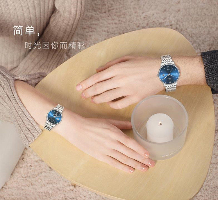 瑞士GENIE/爵尼手表女表石英表皮带塞贝娜系列情侣表圆形日历2038