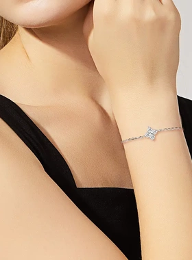 2025新款欧美风个性百搭四叶草手链女925银D色莫桑钻石高级感手环