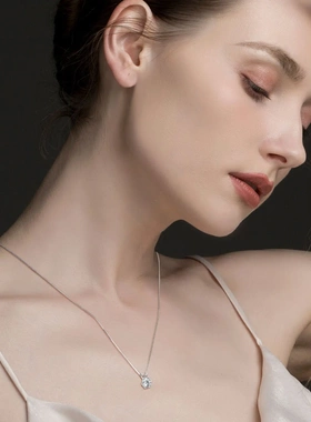 2025新款欧美风六爪D色莫桑石项链女简约百搭高级925银钻石锁骨链