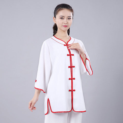 太极服女夏季新款飘逸透气凉太极拳练功服薄款2021棉麻太极服宏极 - 图2
