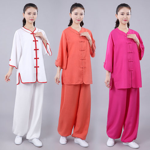 太极服女夏季新款飘逸透气凉太极拳练功服薄款2021棉麻太极服宏极 - 图3