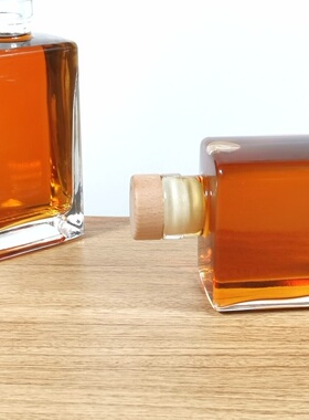 280ml加厚方形果酒歪脖饮料奶茶瓶冷萃瓶咖啡200ml果汁玻璃瓶子