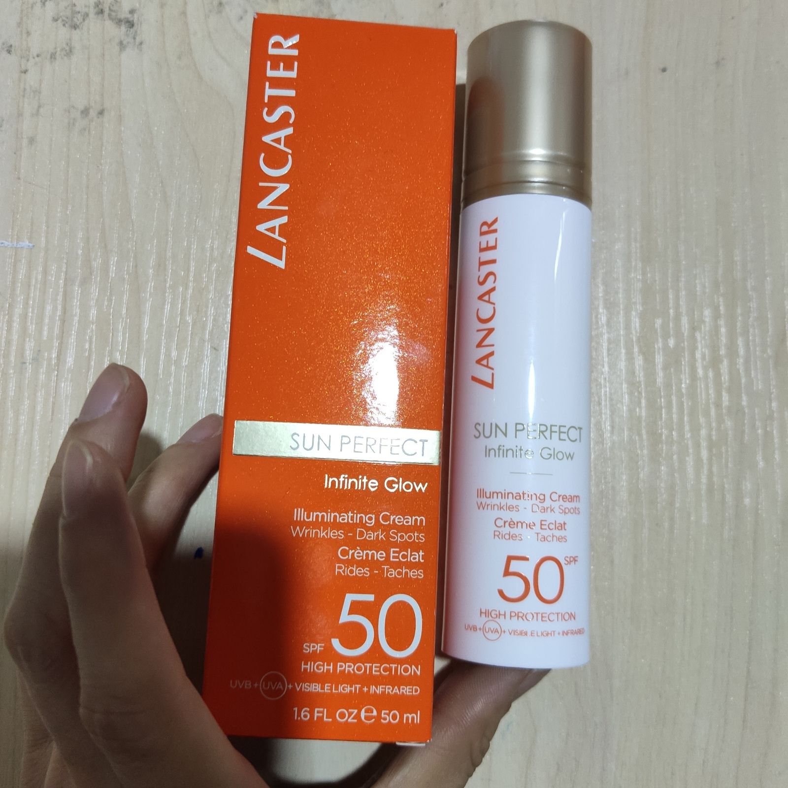 现货LANCASTER兰嘉丝汀防晒霜淡斑面部乳SPF50多维光盾御光白金瓶 - 图0