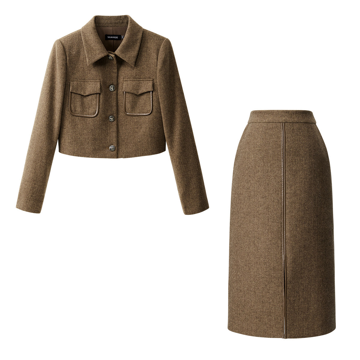 颜域美拉德高级感小香风套装2025新款冬季女毛呢外套半身裙两件套,淘宝优惠券,粉丝福利购,淘宝优惠卷