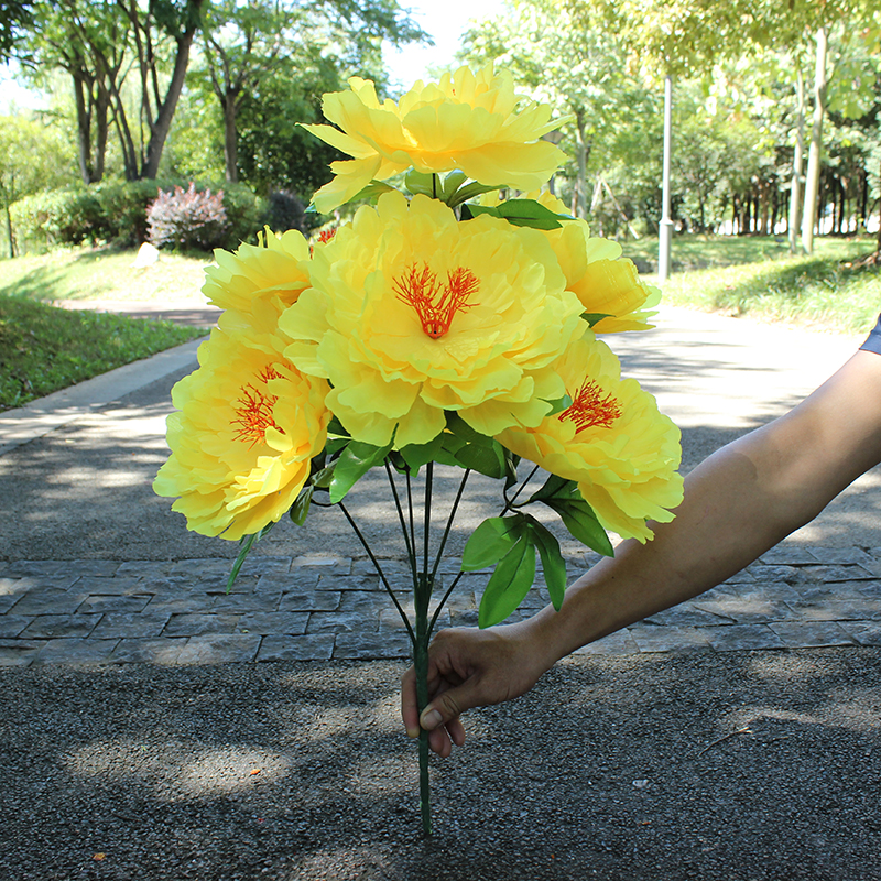 仿真花大牡丹7头假花60厘米祭祖上坟装饰花清明节花扫墓花祭祀花-图0