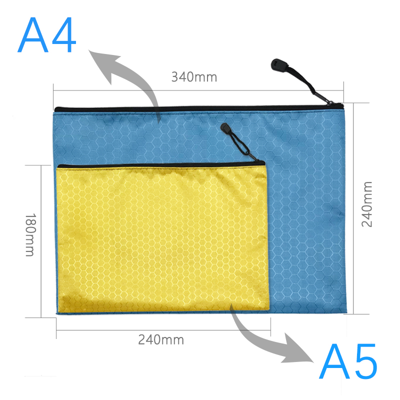 5个装a4文件袋a5拉链袋帆布防水办公透明资料袋学生试卷收纳袋