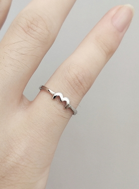 s925纯银w字母m简约冷淡风女戒指