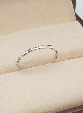 s925纯银时尚素圈细竹节女戒指