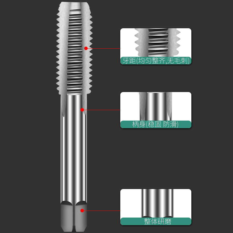 手用细牙丝锥M8M12M14M16M18M20X1*1.25x1.5丝攻套装手动攻丝工具 - 图2