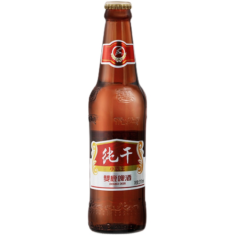 温州特产双鹿纯干小霸王啤酒原浆拉格黄啤酒315ml*24瓶装整箱国产