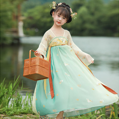 汉服女童秋装儿童古风超仙中国风2025新款古装女孩春秋公主连衣裙 - 图0