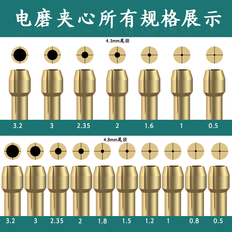 小电磨夹心夹头万用锁帽不锈钢夹头电磨配件电磨机夹头三爪夹头