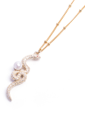 Palnart poc 原创设计手工手作小众精致优雅写实珍珠鳞片白蛇项链