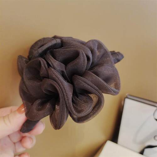 高级感森女欧根纱花朵大号抓夹氛围感韩国立体网纱后脑勺鲨鱼夹子 - 图0