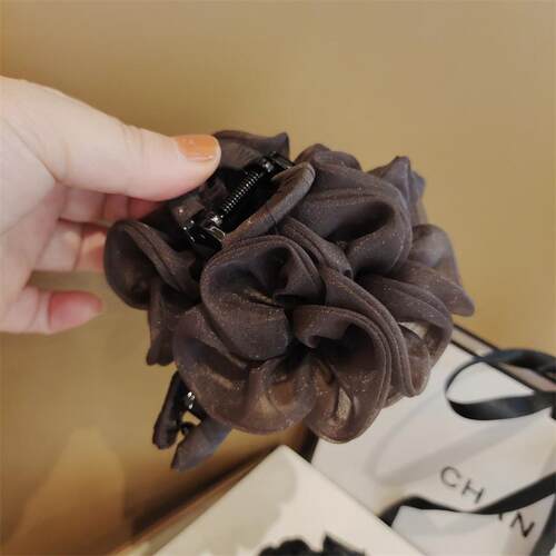 高级感森女欧根纱花朵大号抓夹氛围感韩国立体网纱后脑勺鲨鱼夹子 - 图1