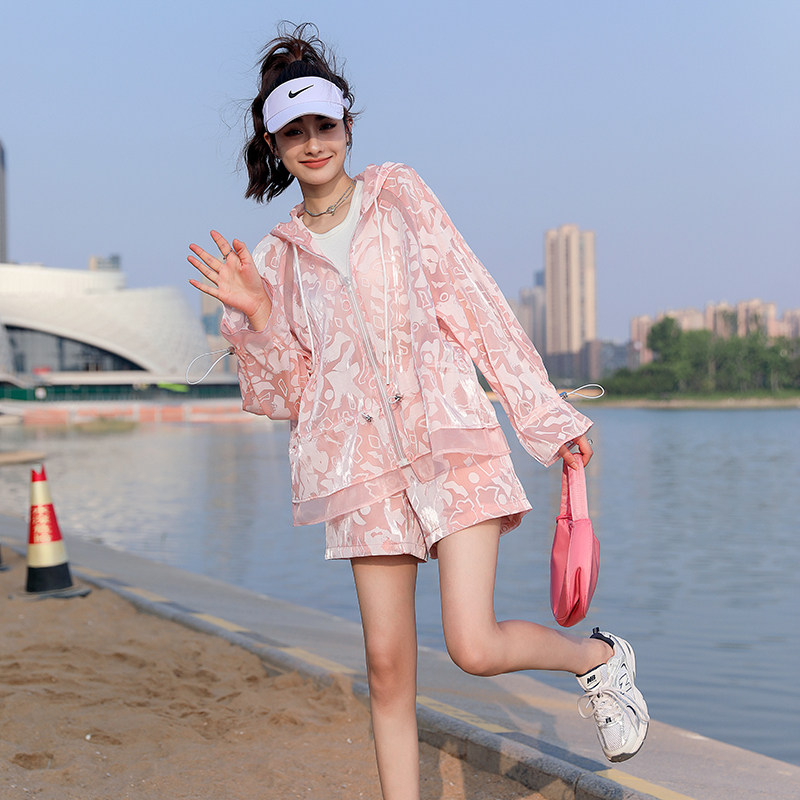 2022夏季新款粉色防紫外线防晒衣 菲然时尚套装