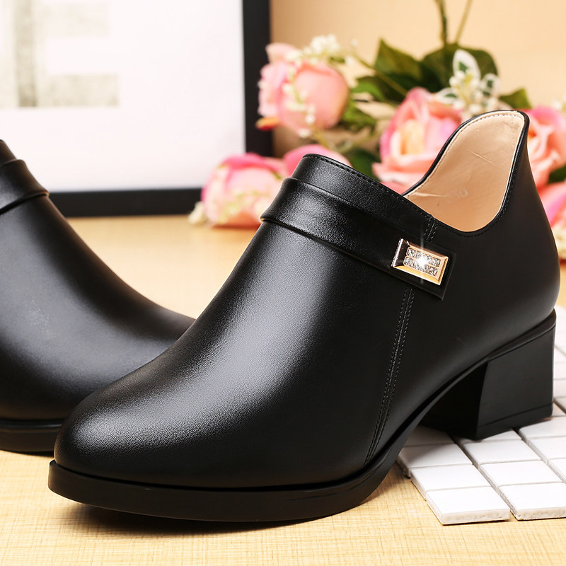 妈妈鞋软底女春秋季深口单鞋舒适中年女鞋中跟粗跟防滑中老年皮鞋,淘宝优惠券,粉丝福利购,淘宝优惠卷