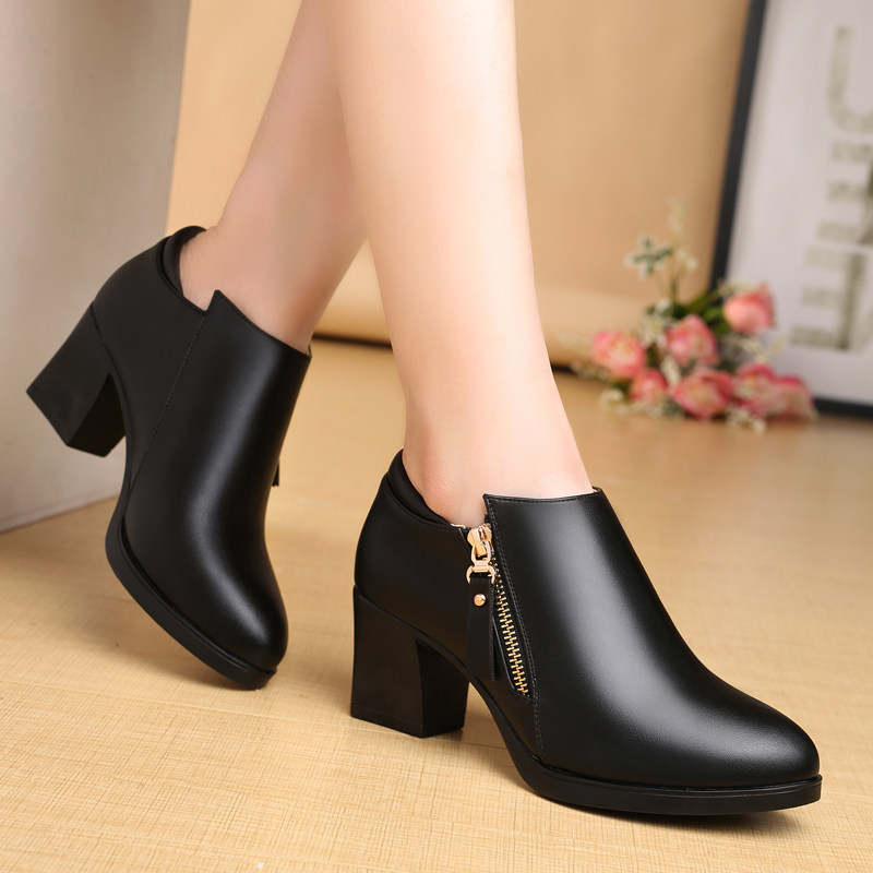 妈妈鞋软底女春秋季深口单鞋舒适中年女鞋中跟粗跟防滑中老年皮鞋,淘宝优惠券,粉丝福利购,淘宝优惠卷