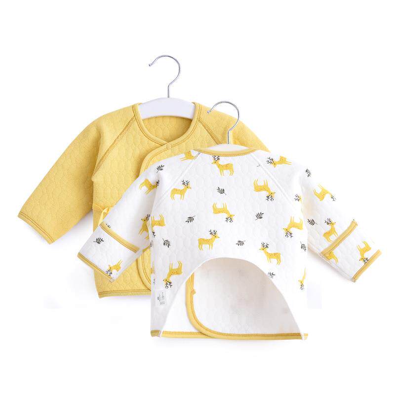 半背衣宝宝空气层系带2件夹棉内衣 巴香草保暖上装