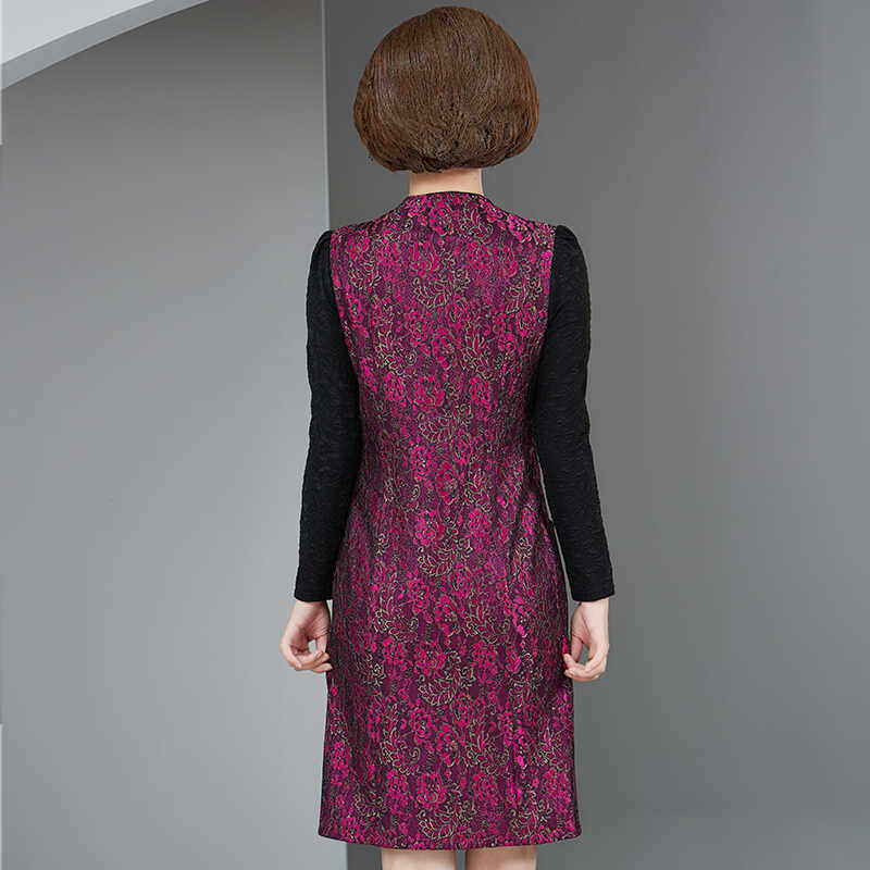 喜婆婆婚宴装2024秋冬款中年妈妈高贵高档礼服平时可穿洋气连衣裙