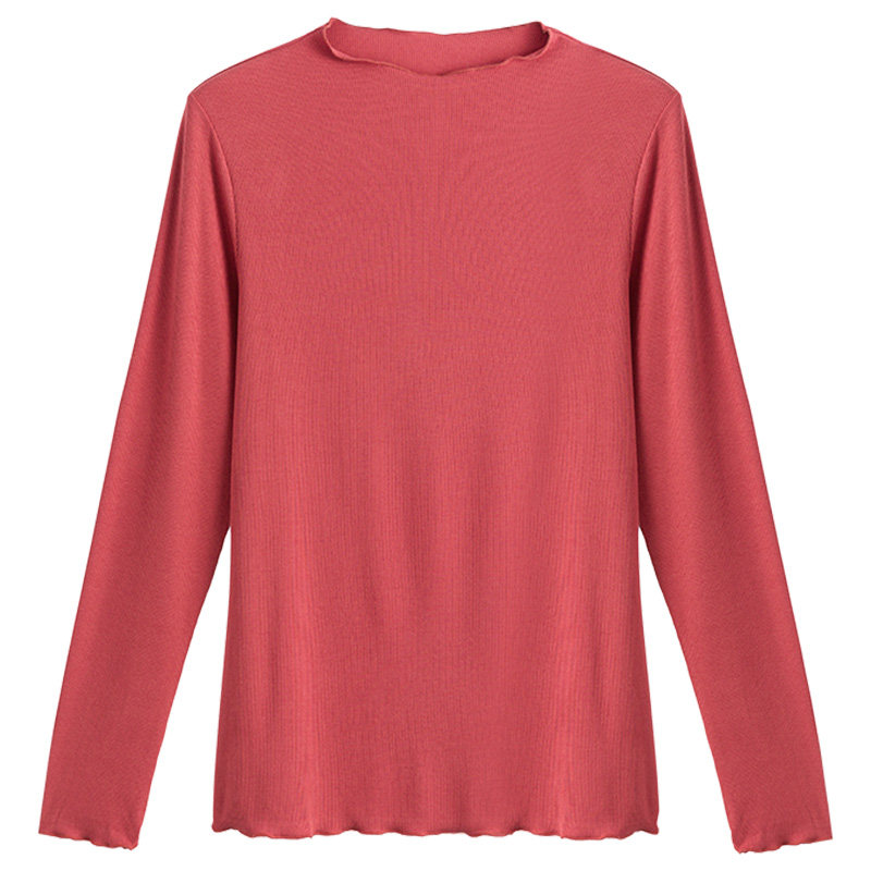 初秋新款时尚百搭糖果色修身打底衫 云妃秀大码女装