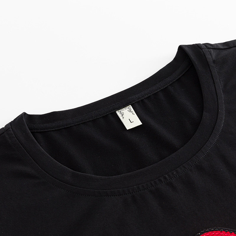 胖mm显瘦洋气烫钻圆领宽松2020 t恤 云妃秀大码女装