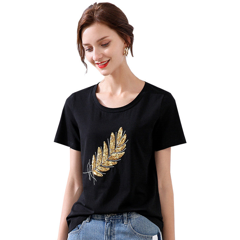 2020夏季新款大码洋气时尚圆领t恤 云妃秀大码女装