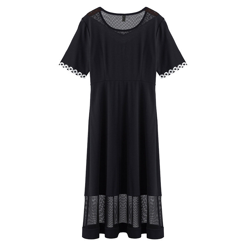 胖mm显瘦圆领洋气大码宽松潮连衣裙 云妃秀大码女装