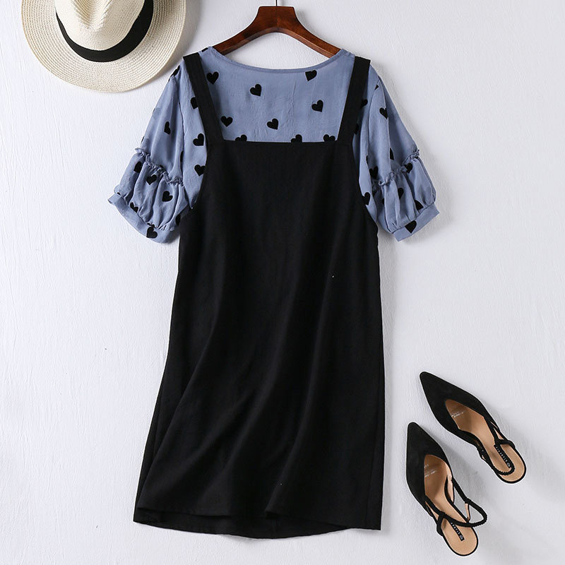 胖mm显瘦大码印花雪纺+吊带背心裙 云妃秀大码女装