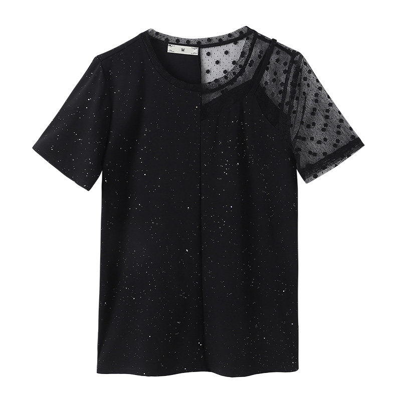 时尚大码拼接圆领宽松显瘦遮肉上衣 云妃秀大码女装