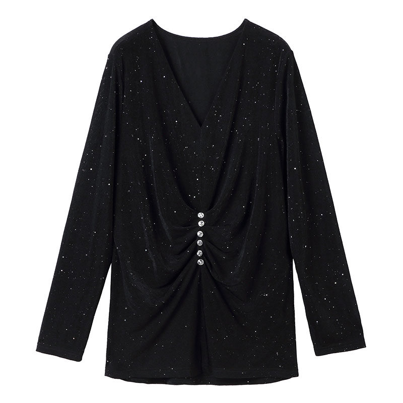 胖mm显瘦v领洋气大码宽松百搭上衣 云妃秀大码女装